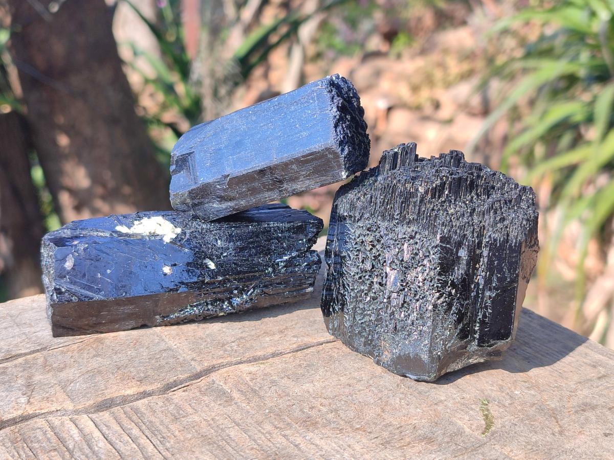 Natural Schorl Black Tourmaline Specimens x 6 From Erongo, Namibia