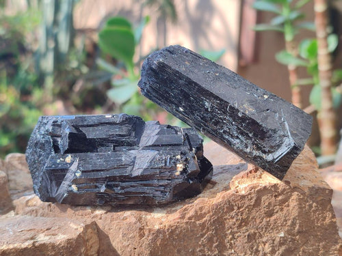 Natural Schorl Black Tourmaline Specimens x 6 From Erongo, Namibia