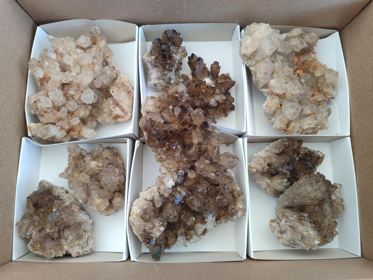Natural Smokey Quartz Clusters x 9 From Khorixas, Namibia