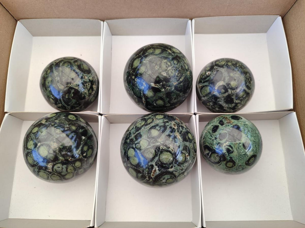 Polished Stromatolite "Kambamba Jasper" Spheres x 6 From Katsepy, Madagascar