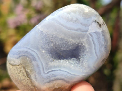 Polished and Natural Blue Lace Agate Free Forms x 12 From Nsanje, Malawi - Toprock Gemstones and Minerals 