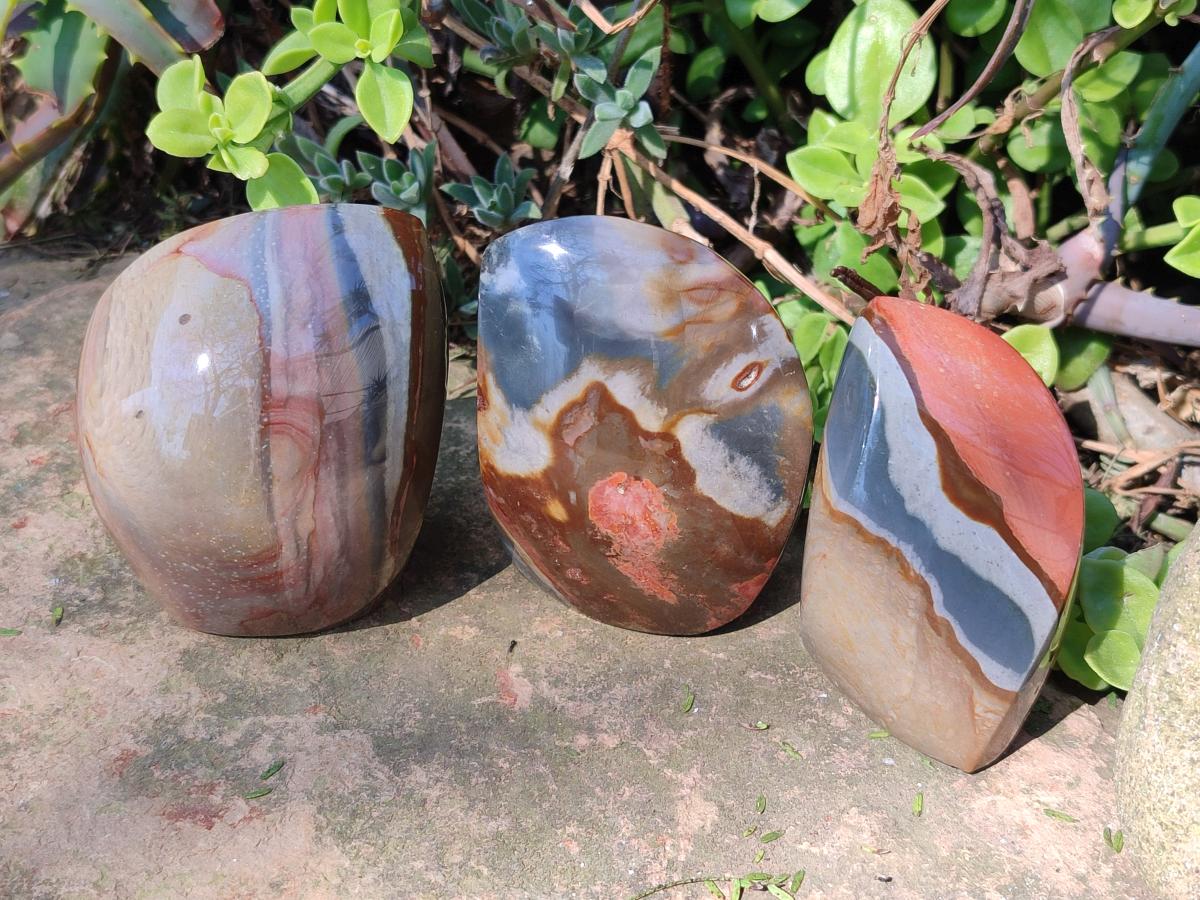 Polished Polychrome Jasper Standing Display Pieces x 6 From Androka, Madagascar - Toprock Gemstones and Minerals 