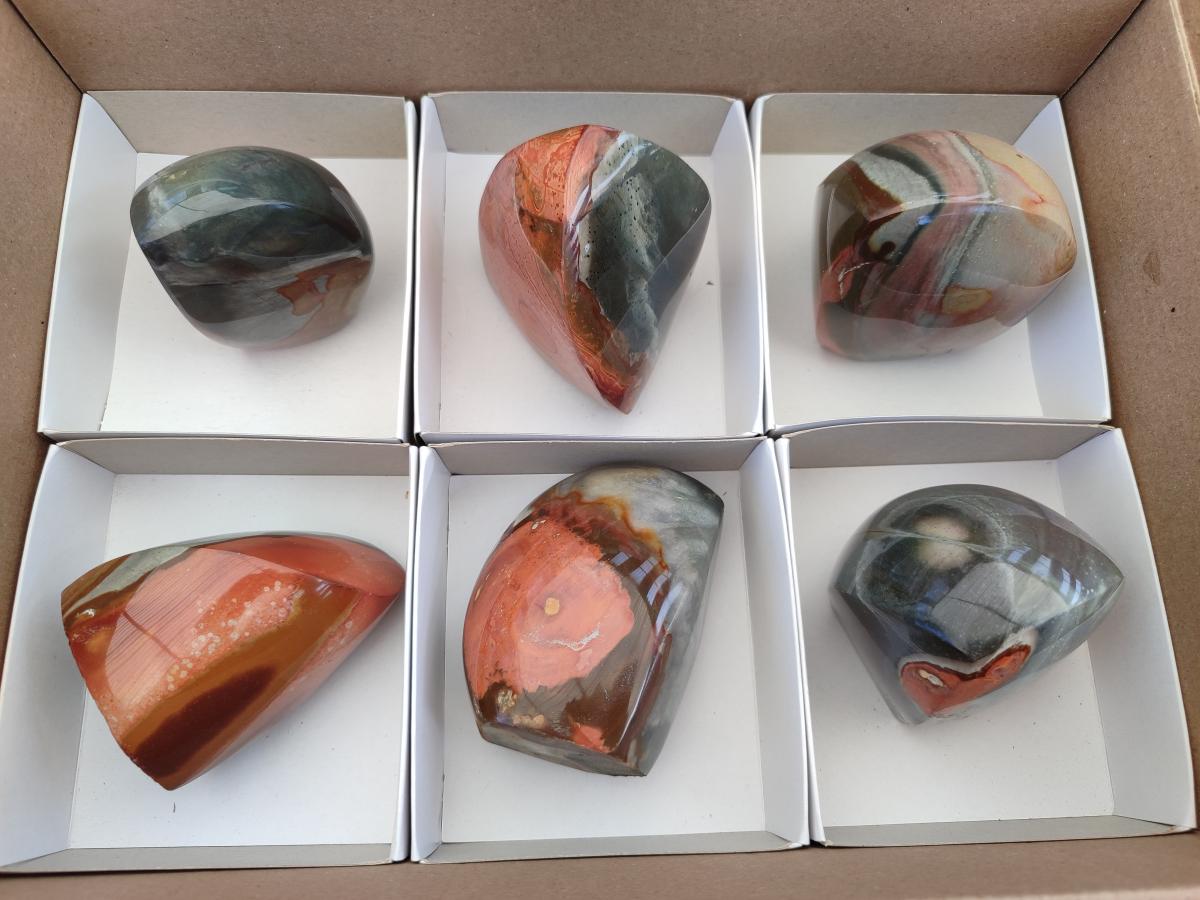 Polished Polychrome Jasper Standing Display Pieces x 6 From Androka, Madagascar - Toprock Gemstones and Minerals 
