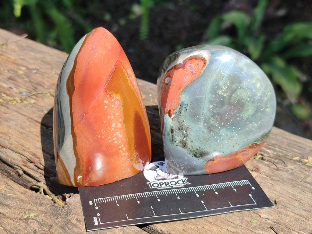 Polished Polychrome Jasper Standing Display Pieces x 6 From Androka, Madagascar - Toprock Gemstones and Minerals 