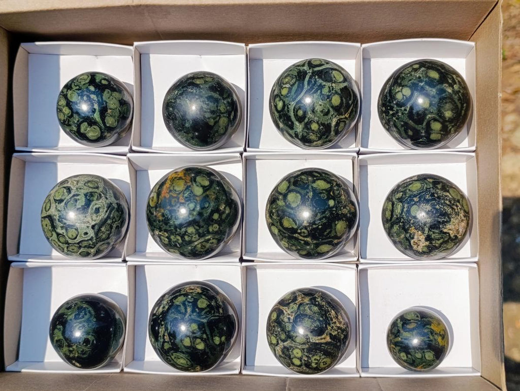 Polished Stromatolite "Kambamba Jasper" Spheres x 12 From Katsepy, Madagascar - Toprock Gemstones and Minerals 