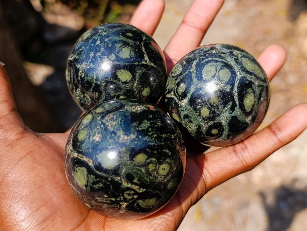 Polished Stromatolite "Kambamba Jasper" Spheres x 12 From Katsepy, Madagascar - Toprock Gemstones and Minerals 