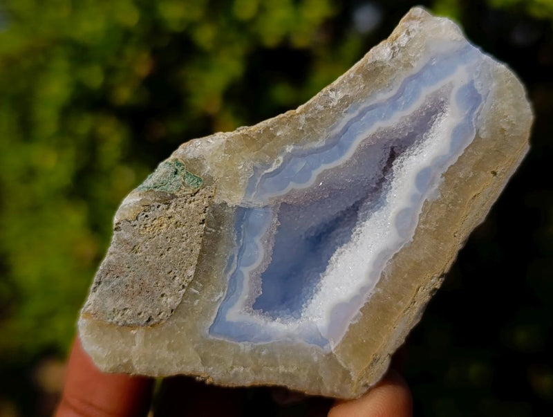 Polished One Side Blue Lace Agate Geodes x 12 From Nsanje, Malawi - Toprock Gemstones and Minerals 