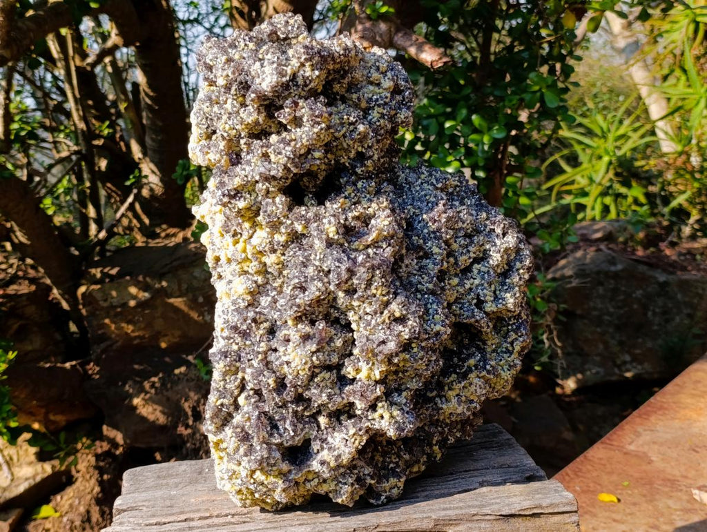 Natural XXL Smokey Fluorite Specimen with Yellow Muscovite Mica and Hyalite Opal x 1 From Erongo, Namibia - Toprock Gemstones and Minerals 