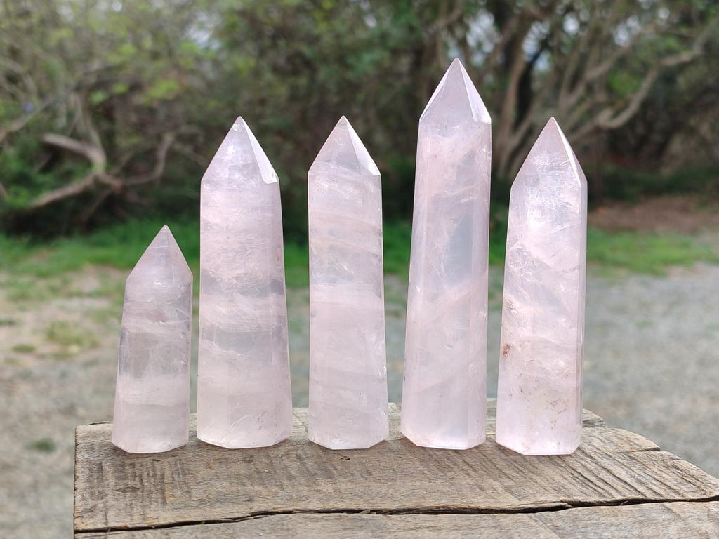 Polished Gemmy Rose Quartz Crystals x 15 From Madagascar - Toprock Gemstones and Minerals 