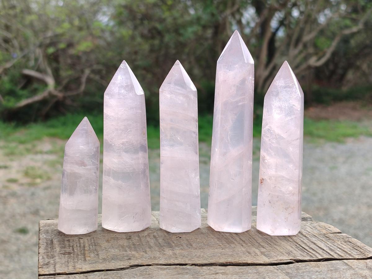 Polished Gemmy Rose Quartz Crystals x 15 From Madagascar - Toprock Gemstones and Minerals 