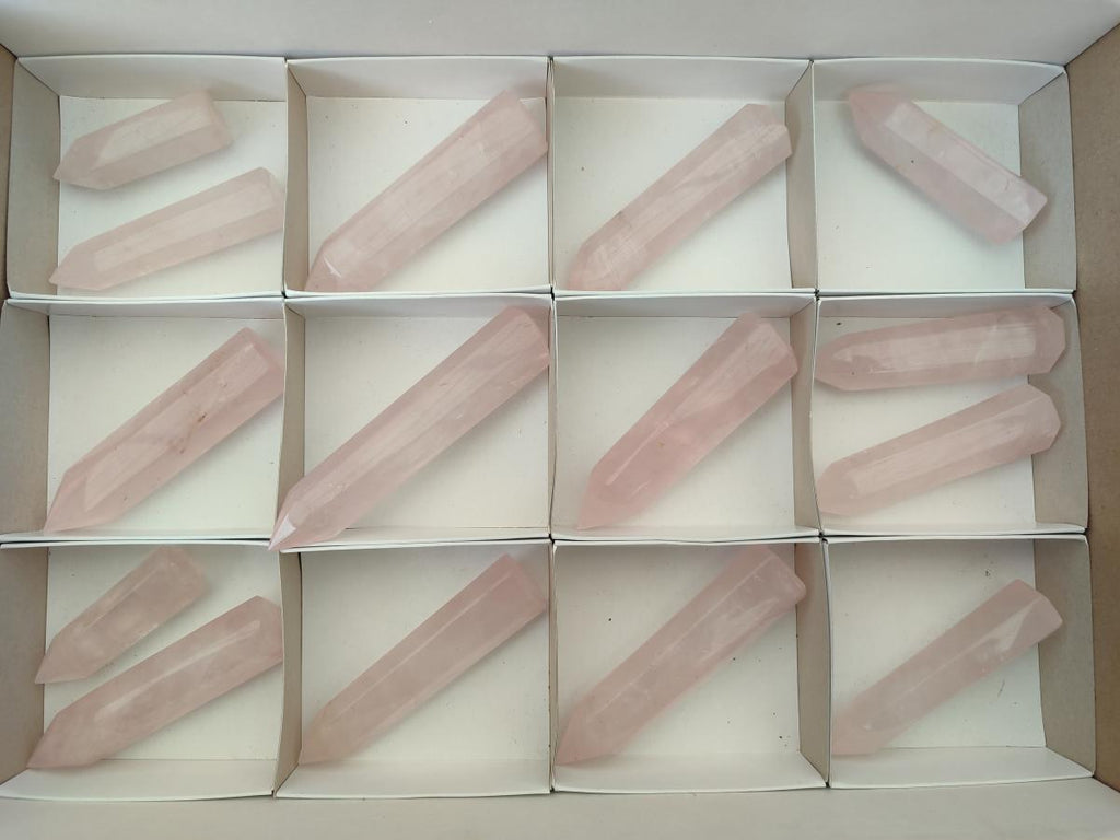 Polished Gemmy Rose Quartz Crystals x 15 From Madagascar - Toprock Gemstones and Minerals 