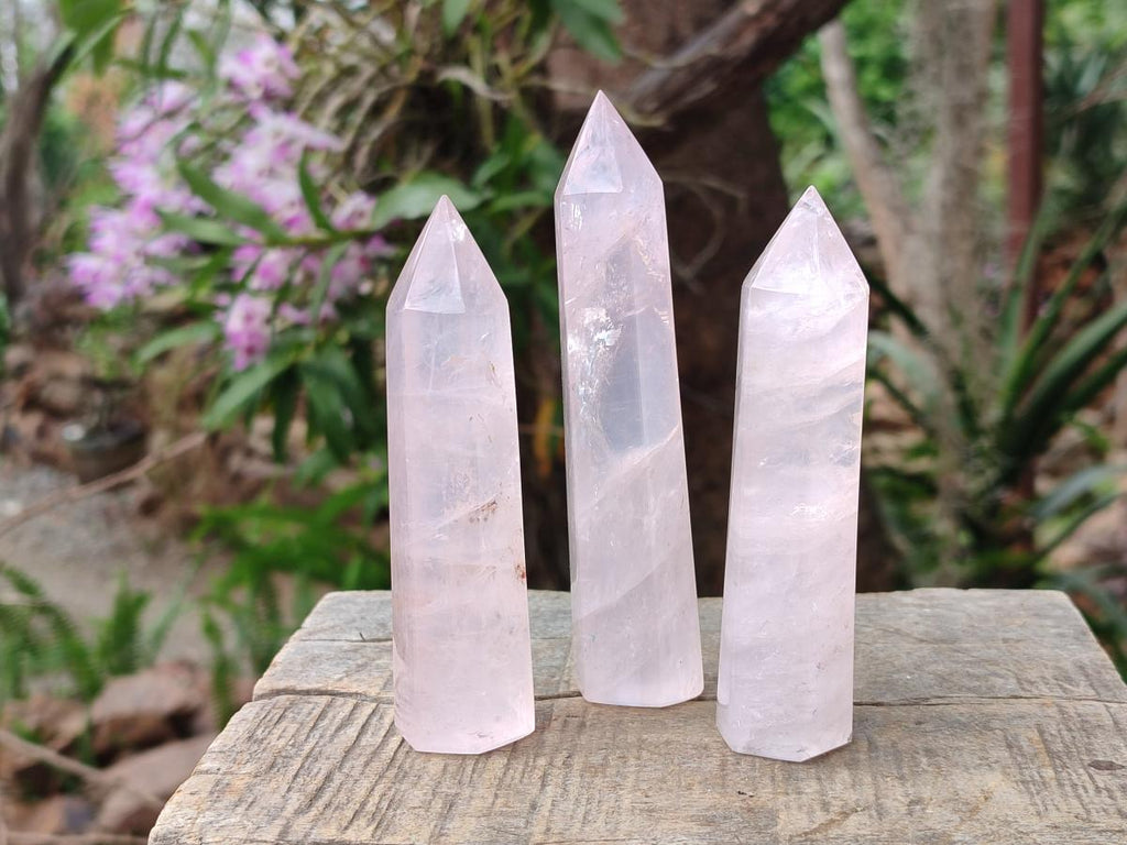 Polished Gemmy Rose Quartz Crystals x 15 From Madagascar - Toprock Gemstones and Minerals 