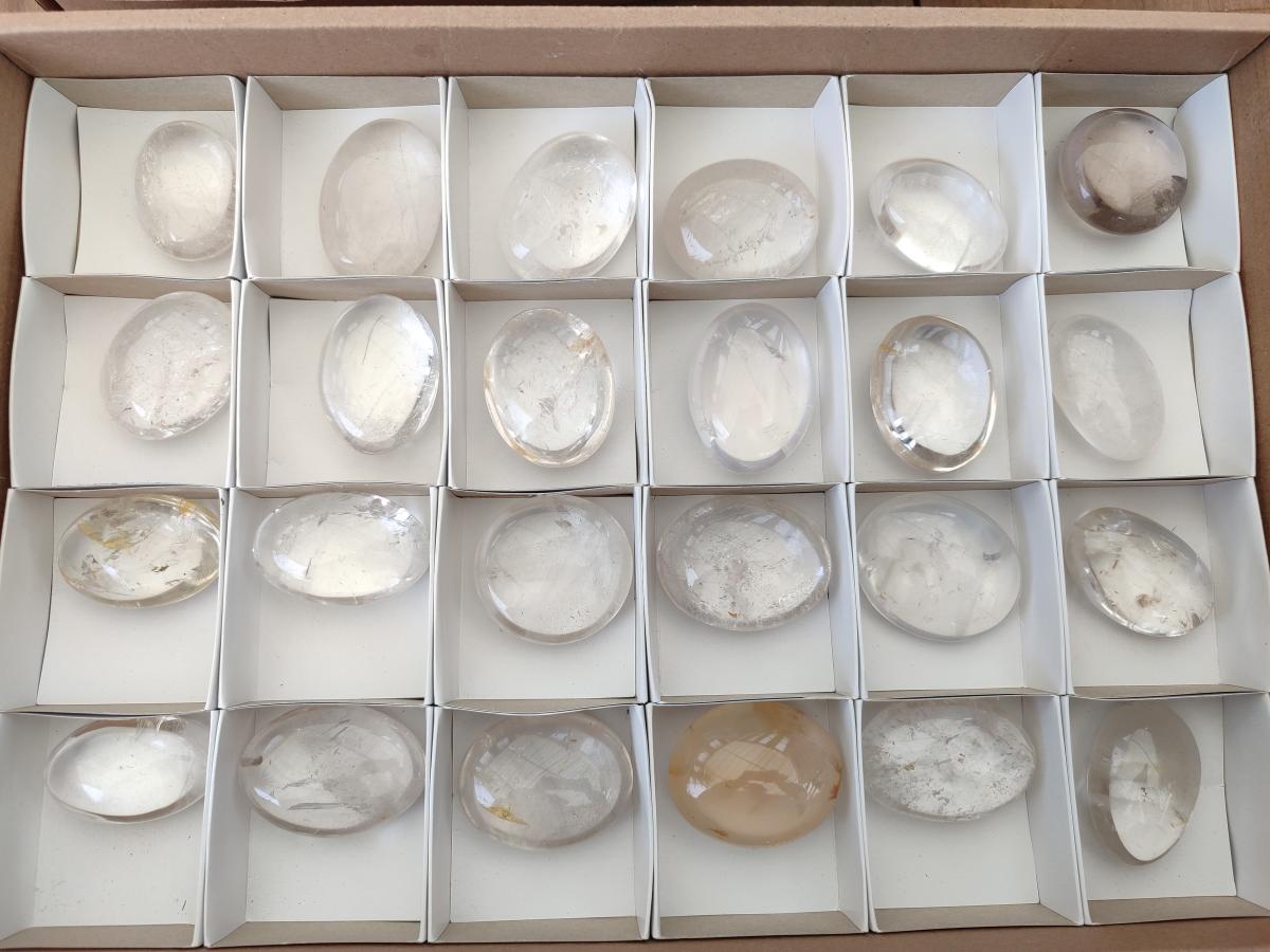 Polished Rock Crystal Galets x 24 From Amoron’i Mania, Madagascar - Toprock Gemstones and Minerals 