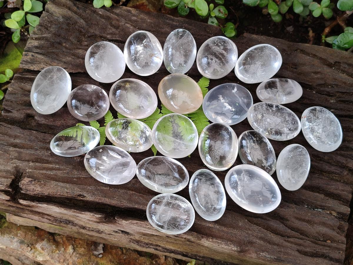 Polished Rock Crystal Galets x 24 From Amoron’i Mania, Madagascar - Toprock Gemstones and Minerals 