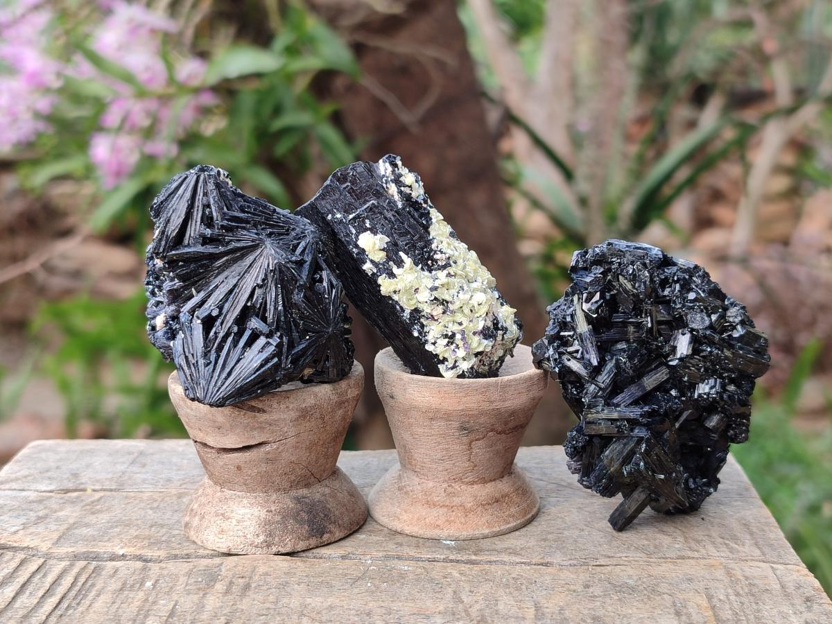 Natural Schorl Black Tourmaline Specimens x 12 From Erongo, Namibia - Toprock Gemstones and Minerals 