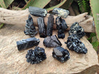 Natural Schorl Black Tourmaline Specimens x 12 From Erongo, Namibia - Toprock Gemstones and Minerals 