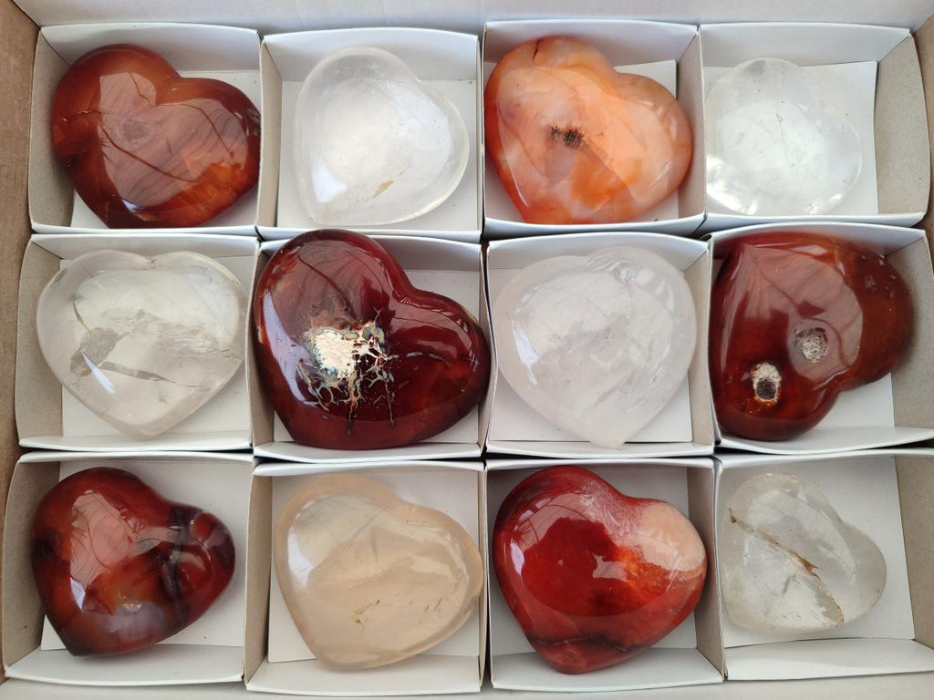 Polished Mix of Mineral Gemstone Hearts x 12 From Madagascar - Toprock Gemstones and Minerals 