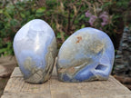 Polished and Natural Blue Lace Agate Standing Display Pieces x 3 From Nsanje, Malawi - Toprock Gemstones and Minerals 