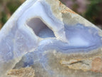 Polished and Natural Blue Lace Agate Standing Display Pieces x 3 From Nsanje, Malawi - Toprock Gemstones and Minerals 
