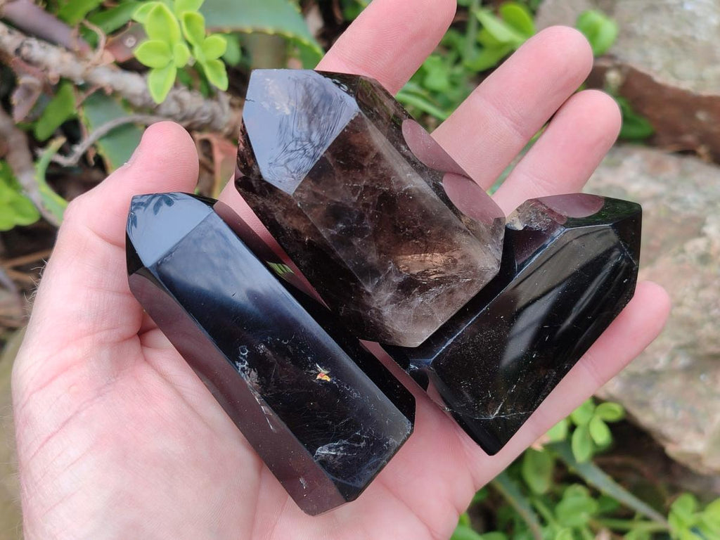 Polished Dark Morion Smokey Quartz Crystals x 6 From Madagascar - Toprock Gemstones and Minerals 