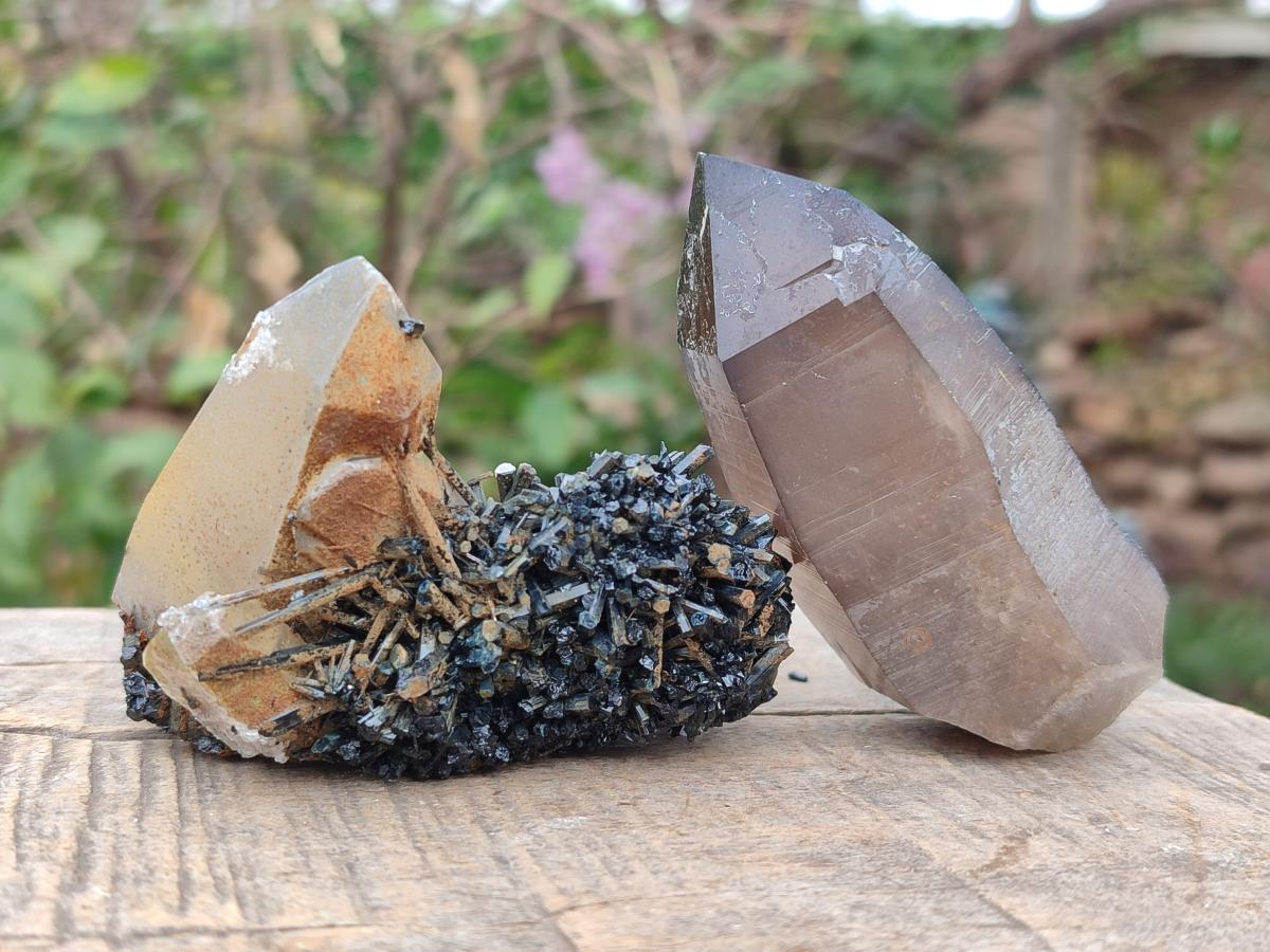 Natural Smokey Quartz Crystals with Associated Minerals x 12 From Erongo, Namibia - Toprock Gemstones and Minerals 
