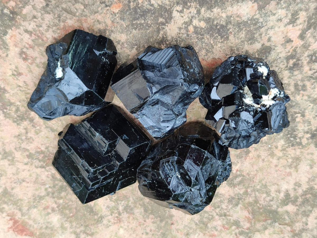 Natural Schorl Black Tourmaline Specimens x 35 From Erongo, Namibia - Toprock Gemstones and Minerals 