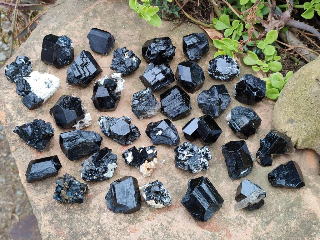 Natural Schorl Black Tourmaline Specimens x 35 From Erongo, Namibia - Toprock Gemstones and Minerals 