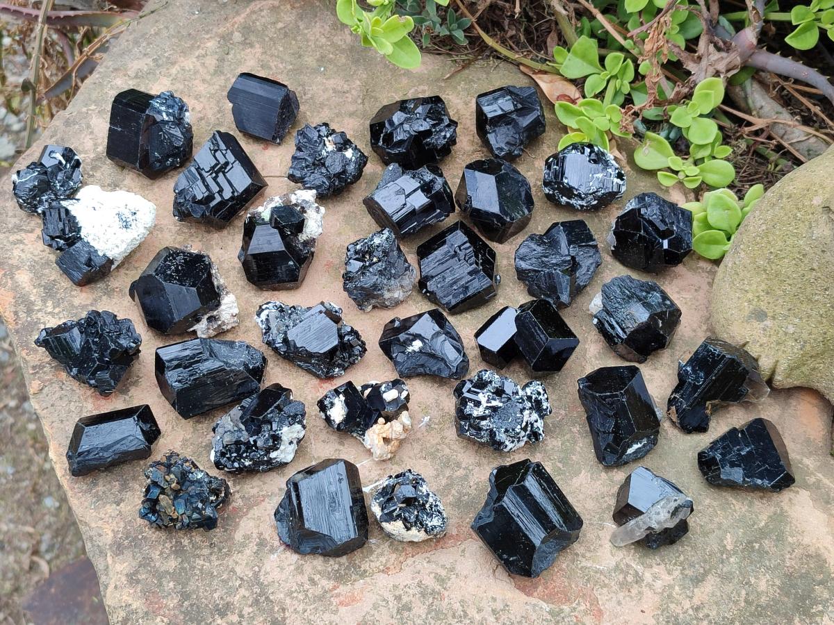 Natural Schorl Black Tourmaline Specimens x 35 From Erongo, Namibia - Toprock Gemstones and Minerals 