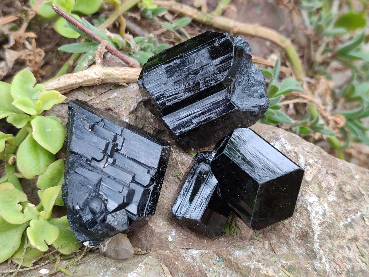 Natural Schorl Black Tourmaline Specimens x 35 From Erongo, Namibia - Toprock Gemstones and Minerals 