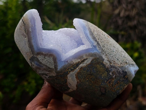 Polished and Natural Large Blue Lace Agate Standing Display Piece x 1 From Nsanje, Malawi - Toprock Gemstones and Minerals 