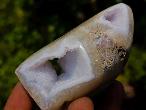 Polished and Natural Blue Lace Agate Standing Display Pieces x 6 From Nsanje, Malawi - Toprock Gemstones and Minerals 