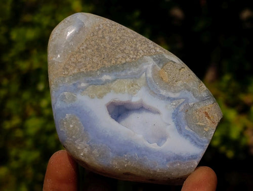 Polished and Natural Blue Lace Agate Standing Display Pieces x 6 From Nsanje, Malawi - Toprock Gemstones and Minerals 