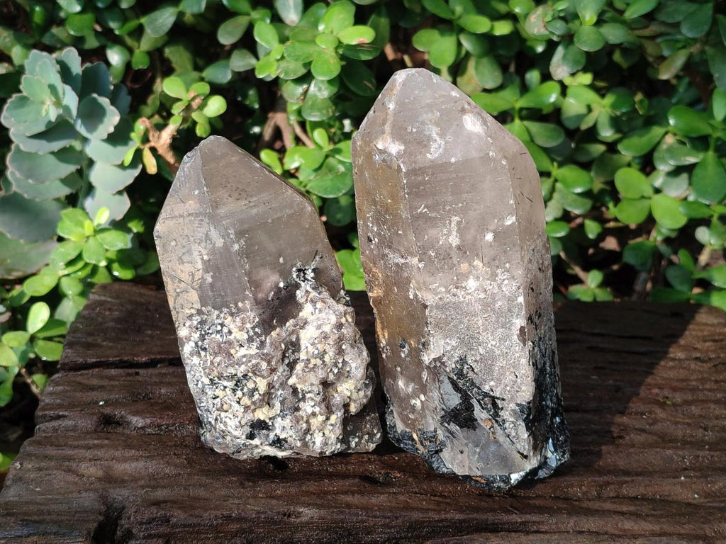 Natural Smokey Quartz Crystals with Associated Minerals x 2 From Erongo, Namibia - Toprock Gemstones and Minerals 