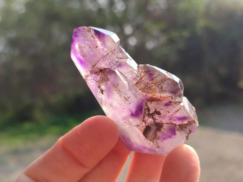 Polished Window Amethyst Crystals x 12 From Akansobe, Madagascar - Toprock Gemstones and Minerals 