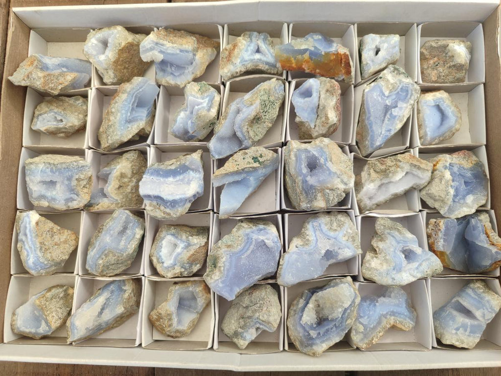Natural Blue Lace Agate Specimens x 35 From Nsanje, Malawi - Toprock Gemstones and Minerals 