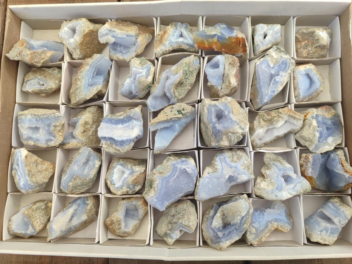 Natural Blue Lace Agate Specimens x 35 From Nsanje, Malawi - Toprock Gemstones and Minerals 