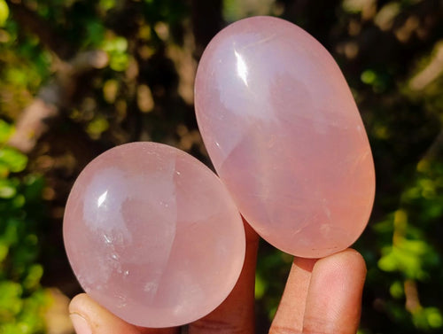 Polished Gemmy Rose Quartz Galets x 12 From Madagascar - Toprock Gemstones and Minerals 