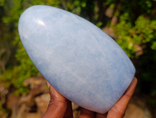 Polished Blue Calcite Standing Display Pieces x 2 From Madagascar - Toprock Gemstones and Minerals 