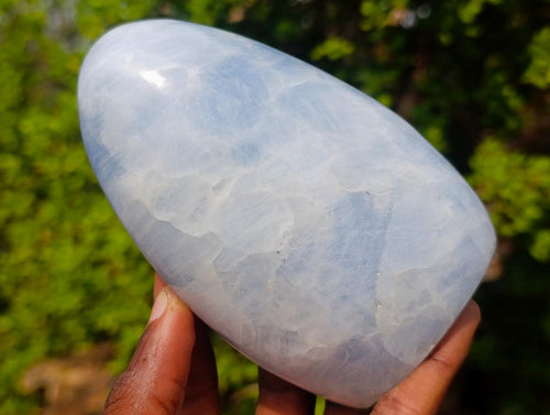 Polished Blue Calcite Standing Display Pieces x 2 From Madagascar - Toprock Gemstones and Minerals 