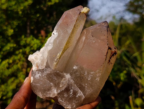 Natural Large Smokey Quartz Crystals with Hyalite Opal and Schorl Black Tourmaline x 4 From Erongo, Namibia - Toprock Gemstones and Minerals 