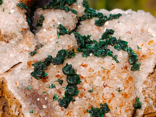 Natural Silky Ball Malachite Specimens with Drusy Quartz on Dolomite Matrix 3 From Mindingi Mine, Kambove, Congo - Toprock Gemstones and Minerals 