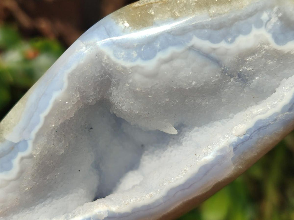 Polished and Natural Blue Lace Agate Free Forms and Standing Display Pieces x 4 From Nsanje, Malawi - Toprock Gemstones and Minerals 