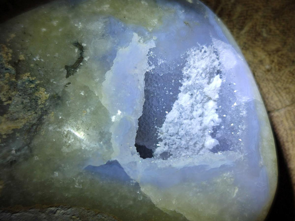 Polished and Natural Blue Lace Agate Free Forms and Standing Display Pieces x 4 From Nsanje, Malawi - Toprock Gemstones and Minerals 