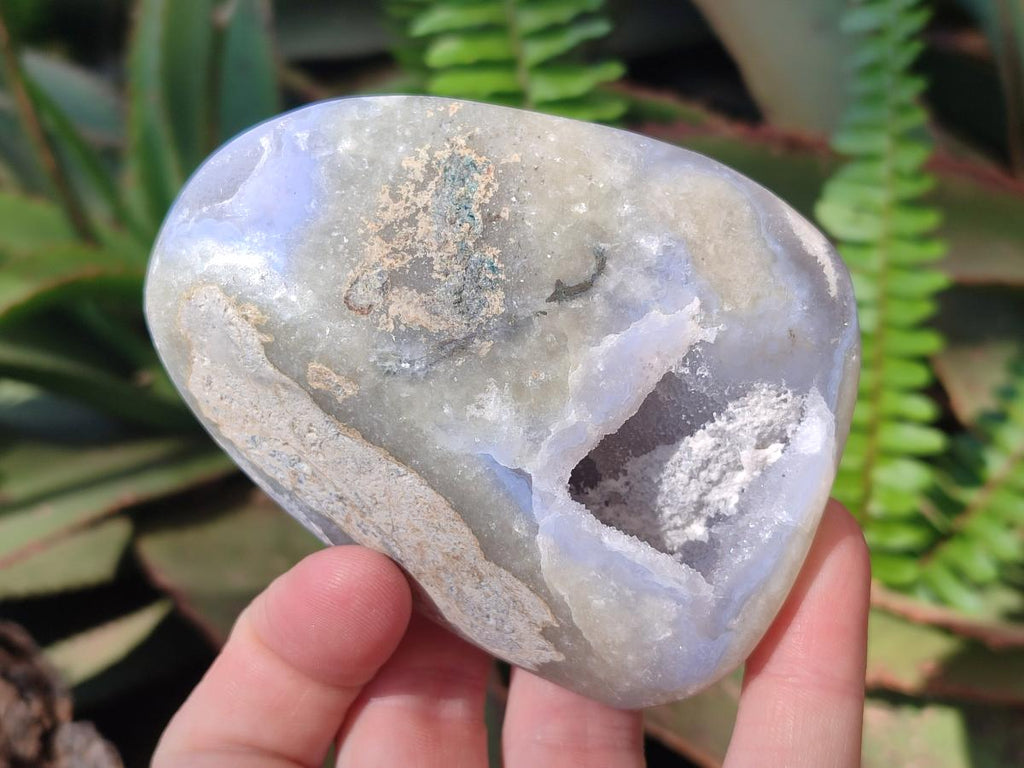 Polished and Natural Blue Lace Agate Free Forms and Standing Display Pieces x 4 From Nsanje, Malawi - Toprock Gemstones and Minerals 