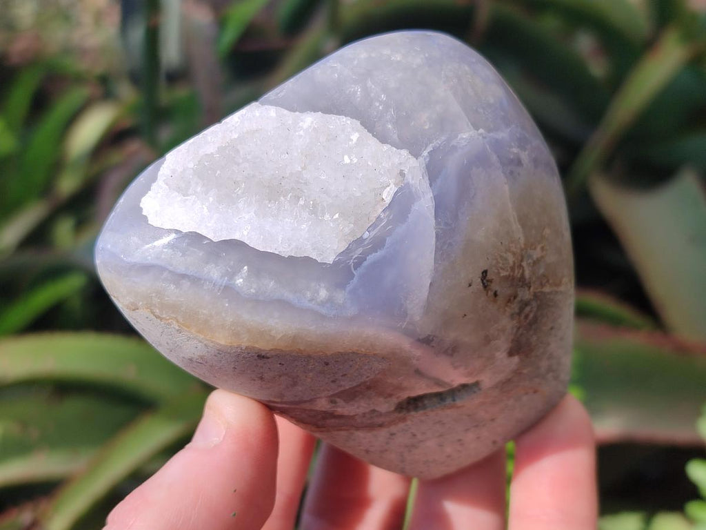 Polished and Natural Blue Lace Agate Free Forms and Standing Display Pieces x 4 From Nsanje, Malawi - Toprock Gemstones and Minerals 