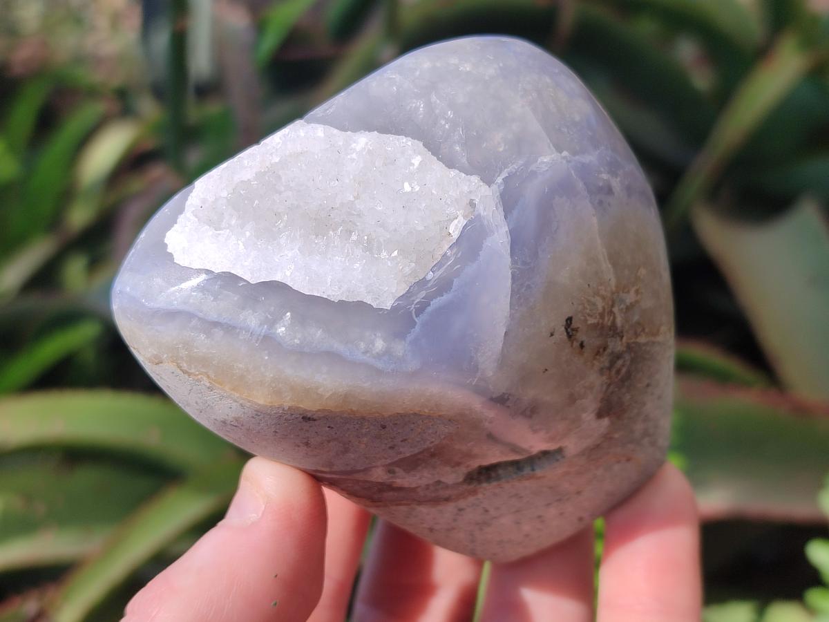 Polished and Natural Blue Lace Agate Free Forms and Standing Display Pieces x 4 From Nsanje, Malawi - Toprock Gemstones and Minerals 