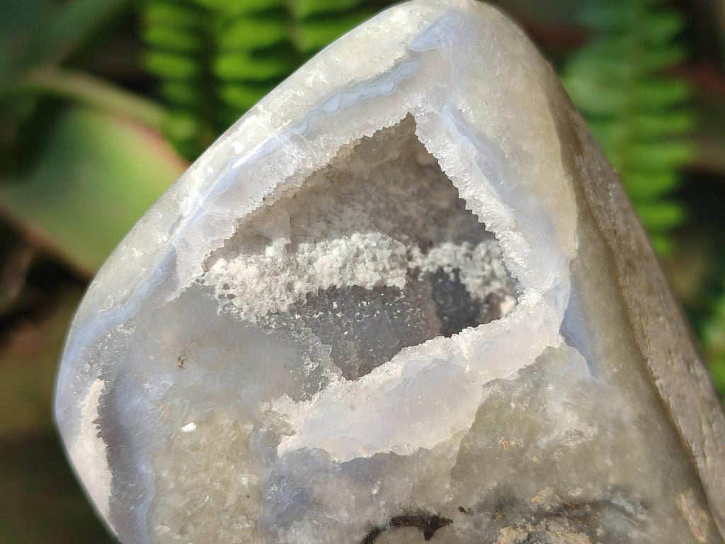 Polished and Natural Blue Lace Agate Free Forms and Standing Display Pieces x 4 From Nsanje, Malawi - Toprock Gemstones and Minerals 