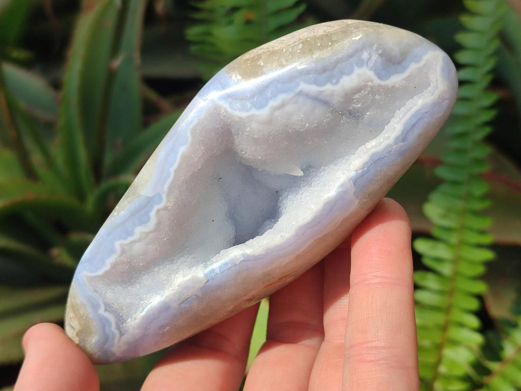 Polished and Natural Blue Lace Agate Free Forms and Standing Display Pieces x 4 From Nsanje, Malawi - Toprock Gemstones and Minerals 