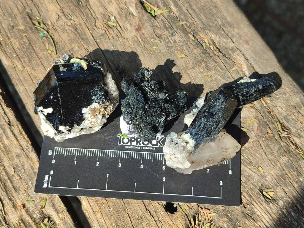 Natural Schorl Black Tourmaline with Associated Minerals x 36 From Erongo, Namibia - Toprock Gemstones and Minerals 