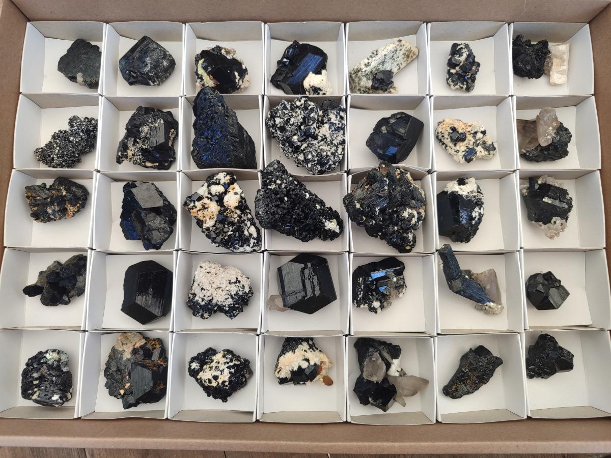 Natural Schorl Black Tourmaline with Associated Minerals x 36 From Erongo, Namibia - Toprock Gemstones and Minerals 